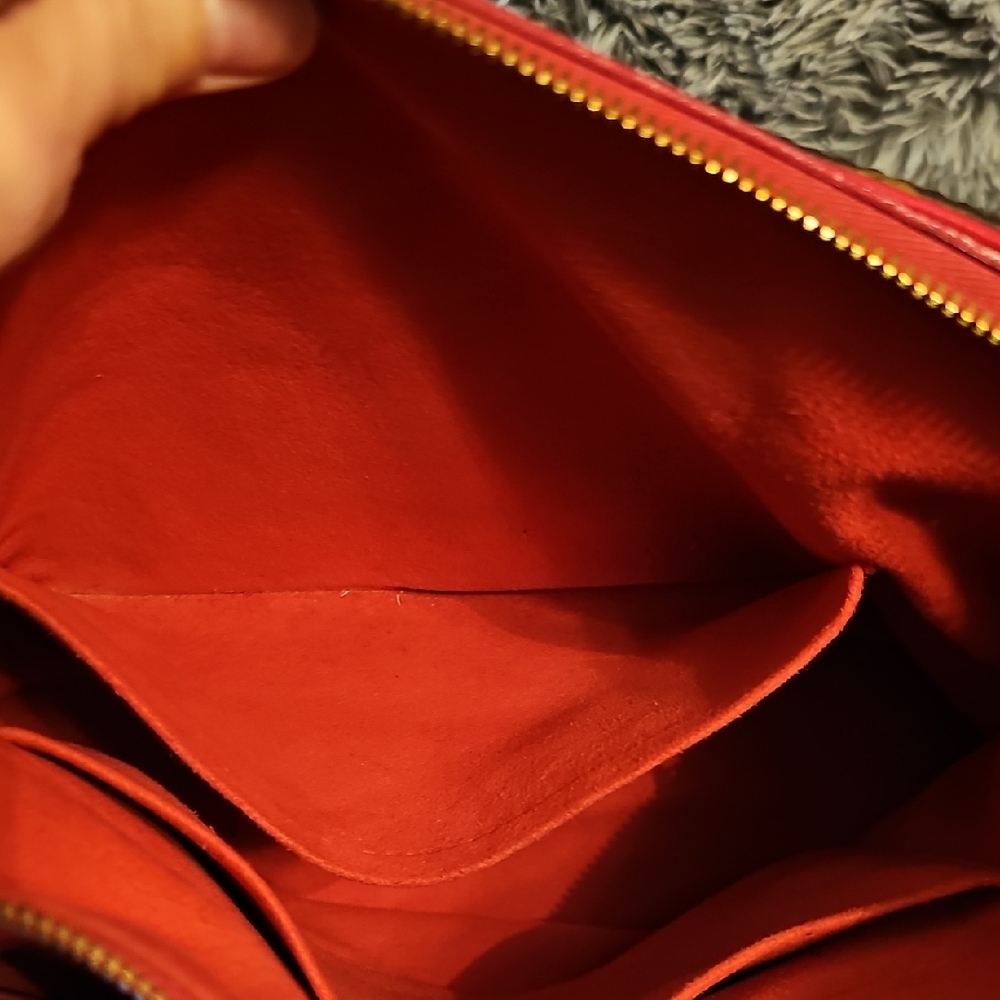 Authentic Louis Vuitton Brown Monogram Shoulder Bag with Red Interior - Picture 10 of 14